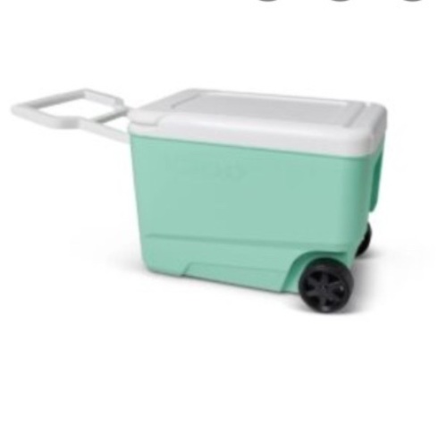 Igloo 38 qt. 'Wheelie Cool' Hard Ice Chest Cooler with Wheels - Aqua, Like New, Retail - $29.99 - Lot 27