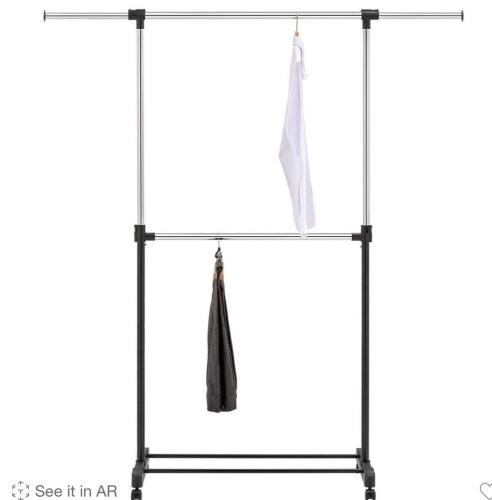 Adjustable Double Rod Garment Rack Black - Room Essentials, Like New, Retail - $16 - Lot 33