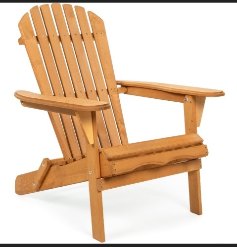 Best Choice Products Folding Adirondack Chair Outdoor WoodenAccent Lounge Furniture for Yard, Patio w/ Natural Finish, Like New, Retail - $69.99 - Lot 36