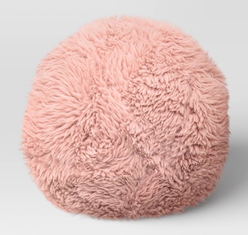 Faux Fur Round Ball Throw Pillow Light Pink - Room Essentials, Like New, Retail - $10 - Lot 40
