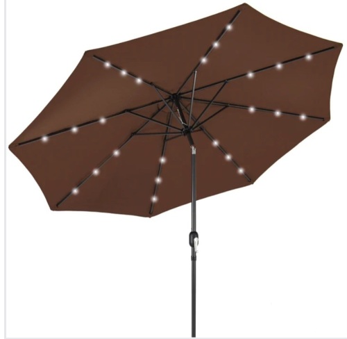 Solar LED Lighted Patio Umbrella w/ Tilt Adjustment, UV-Resistance - 10ft, Like New, Retail - $69.99 - Lot 48