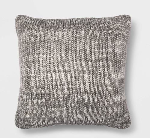 Oversize Marled Knit Square Throw Pillow Gray/Cream- Threshold, Like New, Retail - $30 - Lot 59