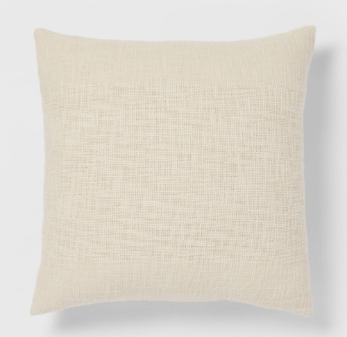 Square Woven Texture Decorative Throw Pillow Natural- Threshold, Like New, Retail - $20 - Lot 67