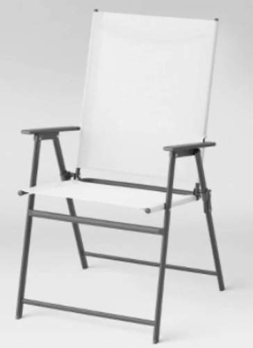 Sling Patio Folding Chair - White - Room Essentials, Like New, Retail - $142 - Lot 71
