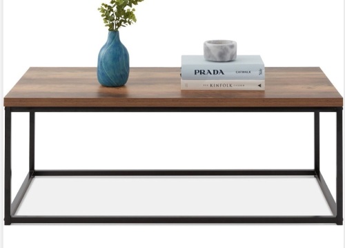 Best Choice Products 44in Rustic Modern Industrial StyleRectangular Wood Grain Top Coffee Table w/ 1.25in Top - Brown, Like New, Retail - $89.99 - Lot 76