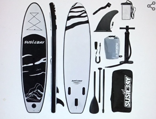 Inflatable Paddle Board Stand Up Paddleboards ,Yoga BoardFloating Paddle, Hand Pump, Carrier, 10L Waterproof Bag,Drop Stitch, Traveling Board for Surfing Backpack SUSIEBAY< Like New, Retail - $279.99 - Lot 77