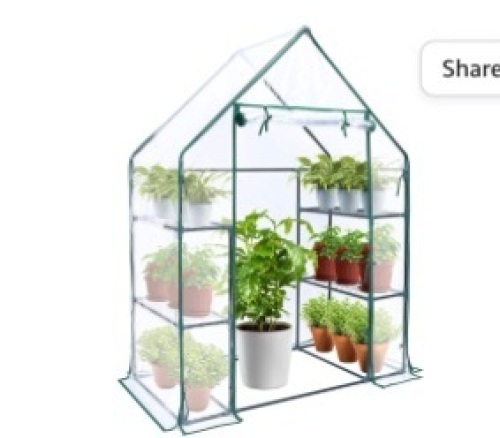 Greenhouse for Outdoors with Improved Transparent PVC Cover, Ohuhu Portable Walk-in 3 Tiers 6 Shelves Stands Mini Greenhouse, Plastic Small Plant Green House with Observation Windows, 4.7x2.4x6.4, Like New, Retail - $69.99 - Lot 93