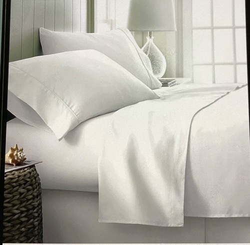 Pure Cotton Bed Sheets (Queen, 1000 Thread Count) WhiteSheets and Pillow Cases Set (4 Piece)- Cotton Sheets QueenSize Bed- Sateen Weave Sheets- 18" Queen Deep PocketSheets, Like New, Retail - $79.99 - Lot 110