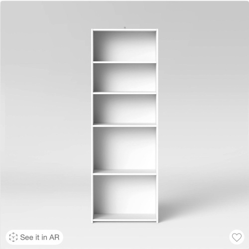 5 Shelf Bookcase White - Room Essentials, Like New, retail - $37 - Lot 116