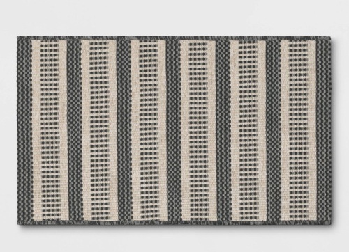 2'6" × 4'2" Powerloom Woven Stripe Outdoor Door Mat Sage/Charcoal Gray - Threshold' designed with Studio McGee, Like New, retail - $25 - Lot 120