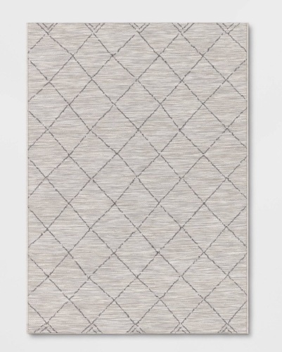 5' × 7' Mira Geometric Diamond Indoor/Outdoor Rug Cream- Threshold, Like New, Retail - $90 - Lot 132