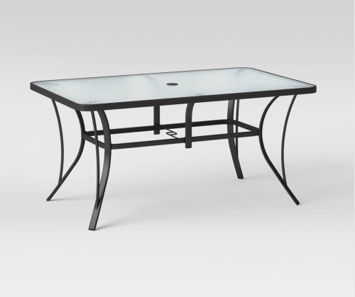 6 Person Glass Rectangle Patio Dining Table - Gray - Room Essentials, Like New, Retail - $110 - Lot 155
