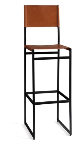 Hardy Leather Bar Stool, Bronze/Saddle Tan Leather, Like New, Retail - $529 - Lot 165
