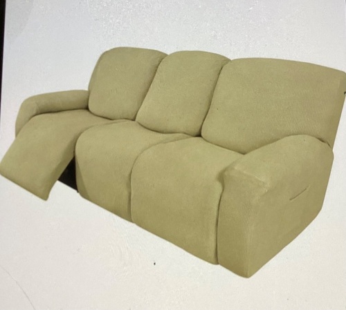 Easy-Going 8 Pieces Recliner Sofa Stretch Sofa Slipcover SofaCover Furniture Protector Couch Soft with Elastic BottomKids, Spandex Jacquard Fabric Small Checks Beige, Like New, Retail - $91.99 - Lot 172