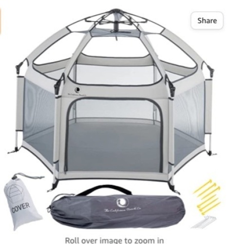 POp 'N GO Premium Outdoor Baby Playpen - Portable, Lightweight, Pop UpPack and Play Toddler Play Yard w/ Canopy and Travel Bag - Grey, Like New, Retail - $111.99 - Lot 183
