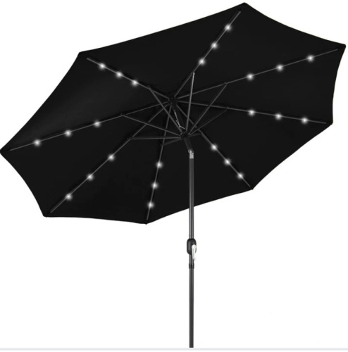 Solar LED Lighted Patio Umbrella w/ Tilt Adjustment, UV-Resistance - 10ft, Like New, Retail - $79.99 - Lot 214