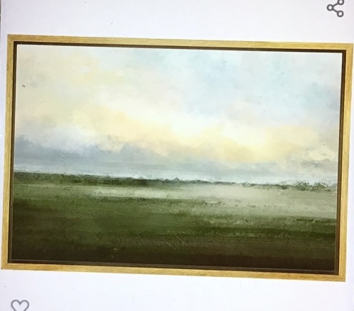 wall26 Framed Canvas Print Wall Art Watercolor Dusk SkyOver Green Field Nature Wilderness Illustrations ModernRustic Relax/Calm Cool for Living Room, Bedroom, Office -16x24 Natural, Like New, Retail - $44.99 - Lot 234