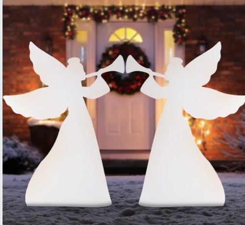 Set of 2 Christmas Angel Yard Decorations w/ Weather-Resistant PVC - 3ft, Like New, Retail - $74.99 - Lot 255