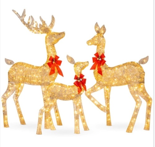 3-Piece Lighted Christmas Deer Set Outdoor Decor with LED Lights, Like New, Retail - $239.99 - Lot 264