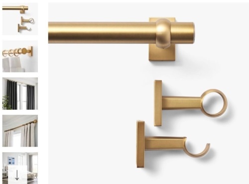 Brass Curtain Rod & Wall Bracket, Like New, Retail - $119 - Lot 266