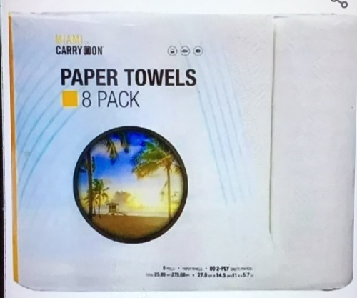 MIAMI CARRYON Paper Towels - 8 pk (1), LOT of 3, New, Retail - $19.99 - Lot 276