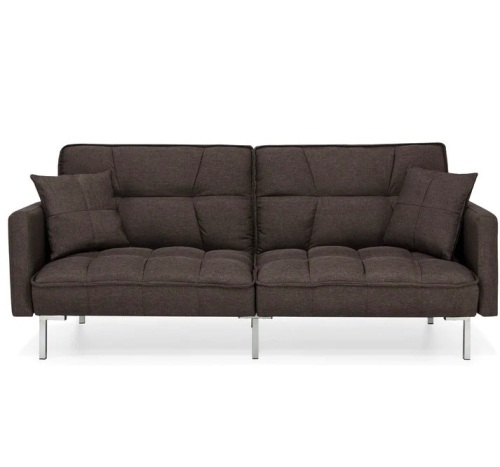 Convertible Linen Tufted Futon w/ 2 Plush Pillows, Split-Back Design, Like New, Retail - $329.99 - Lot 281
