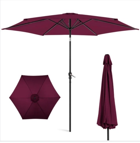 Outdoor Steel Market Patio Umbrella Decoration w/ Tilt, Crank Lift - 10ft, Like New, Retail - $44.99 - Lot 296
