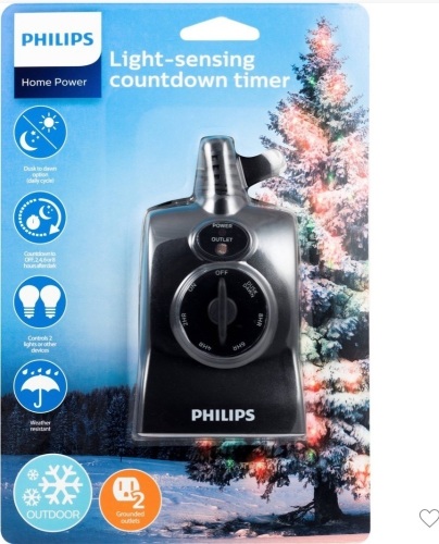 Philips Dusk to Dawn Countdown Timer Outdoor 8/6/4/2hr 2 Outlet Grounded, Like New, Retail - $13.99 - Lot 310