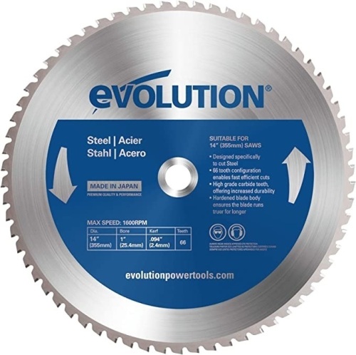 Evolution Power Tools 14BLADEST Steel Cutting Saw Blade, 14-Inch x 66-Tooth, Blue, New, Retail - $75.99 - Lot 315