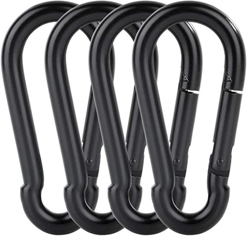 AOWESM Black Spring Snap Hook Carabiner, Metal SteelKeychain Clips, Quick Link Lock Ring, Heavy Duty Spring Bucklefor Camping Fishing Hiking Traveling Swing and Hammock,Set of 4 (4 inches), Like New, Retail - $12.99 - Lot 323