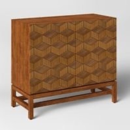 Tachuri Geometric Front 2 Door Cabinet Brown - Opalhouse, Like New, Retail - $170 - Lot 331