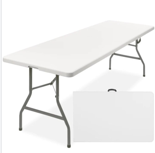 8ft Portable Folding Plastic Dining Table w/ Handle, Lock, Like New, Retail - $139.99 - Lot 337