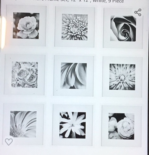 Gallery Perfect Gallery Wall Kit Square Photos with HangingTemplate Picture Frame Set, 12'x 12", White, 9 Piece, Like New, Retail - $53.99 - Lot 343