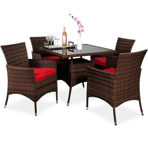 5-Piece Wicker Patio Dining Table Set w/ 4 Chairs - Lot 90