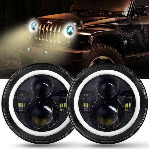 7" LED Halo Headlights for 1997-2018 Jeep Wranger JK TJ LJ - Lot 314