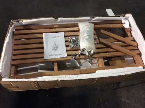 Qomotop Hanging Porch Swing Acacia Wood - For Parts or Repair  - Lot 453