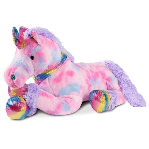 Kids Extra Large Life-Size Plush Rainbow Unicorn Stuffed Animal w/ Soft Fur - Lot 661