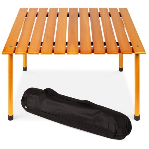 Foldable Indoor Outdoor Wooden Table w/ Carrying Case - 28x28in - Lot 801