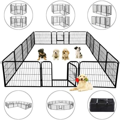 32" 16-Panel Dog Fence - Black - Lot 37