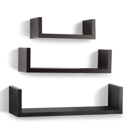 3-Piece Floating "U" Shelves - Black - Lot 950