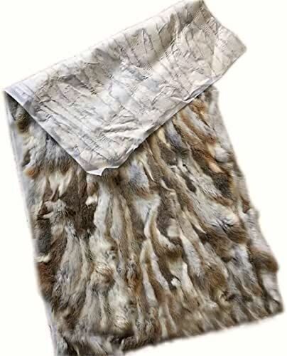 22"x43" Natural Tan Rabbit Fur Throw Blanket - Lot 215