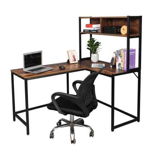 56" L-Shaped Computer Desk with Hutch - Lot 30