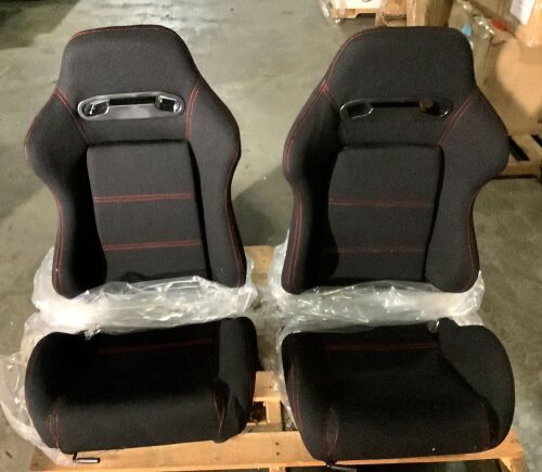 Set of (2) Sports Cloth Reclinable Racing Seats with Slider Brackets - Lot 33