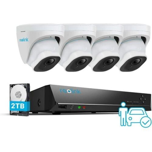 Reolink 8MP Outdoor POE Security Camera System, 4pcs Person/Vehicle Detection Smart Camera, 8CH POE NVR with 2TB HDD, 24/7 Recording, RLK8-820D4-A - Lot 921