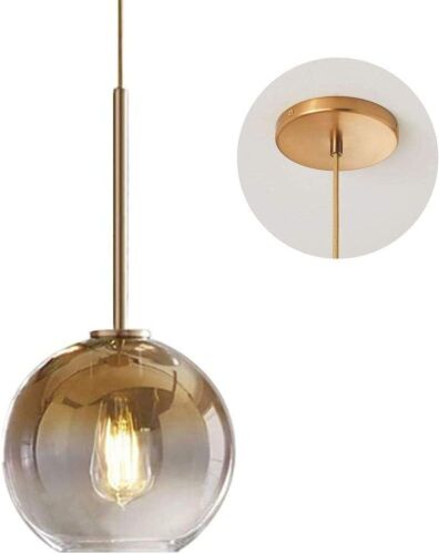 Hanging Gold/Glass Pendant Light - Lot 279