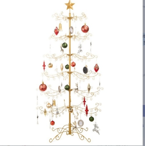 Wrought Iron Christmas Tree Ornament Display w/ Easy Assembly, Stand - 6ft, Gold, May Be Missing Hardware, Appears New - Lot 137