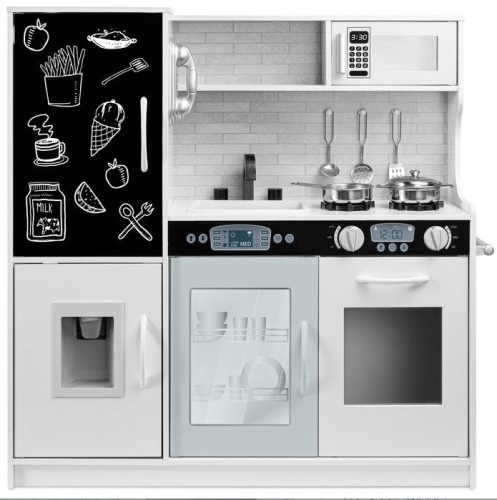 Pretend Play Kitchen Wooden Toy Set for Kids with 11 Accessories, White, Appears New - Lot 162