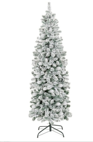 Snow Flocked Artificial Pencil Christmas Tree w/ Stand, 7.5ft, Appears New - Lot 205
