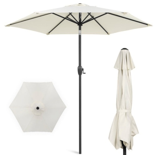 Outdoor Market Patio Umbrella w/ Push Button Tilt, Crank Lift - 7.5ft, Cream, E-Commerce Return - Lot 229