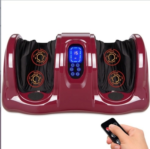 Therapeutic Foot Massager w/ High Intensity Rollers, Remote, 3 Modes, Burgundy, Powers On, E-Commerce Return/Appears New - Lot 240